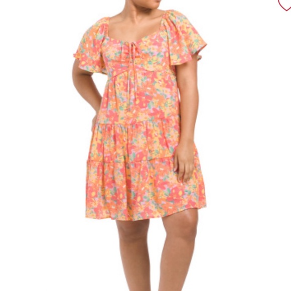 🌺 Flutter sleeves floral trimmer mini dress - Picture 4 of 4